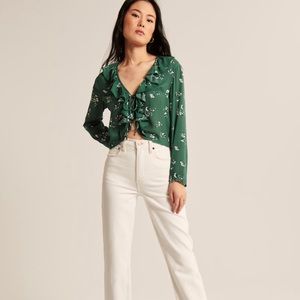 NWT ABERCROMBIE & FITCH FLORAL TIE UP BLOUSE SIZE XL NEW